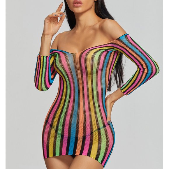 Fun pajamas colorful long-sleeved hip one-piece net suit sexy uniform temptation - Picture 6 of 7